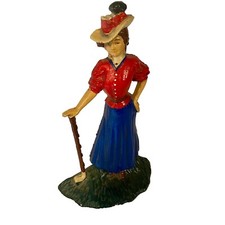 Vintage Cast Iron Door Stop Victorian Woman Golfer with Golf Club and Hat 8 x 5