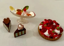 Re-ment Dollhouse Miniature Food Fruit Sundae, Pie, Cake Slices * 4 Pieces 