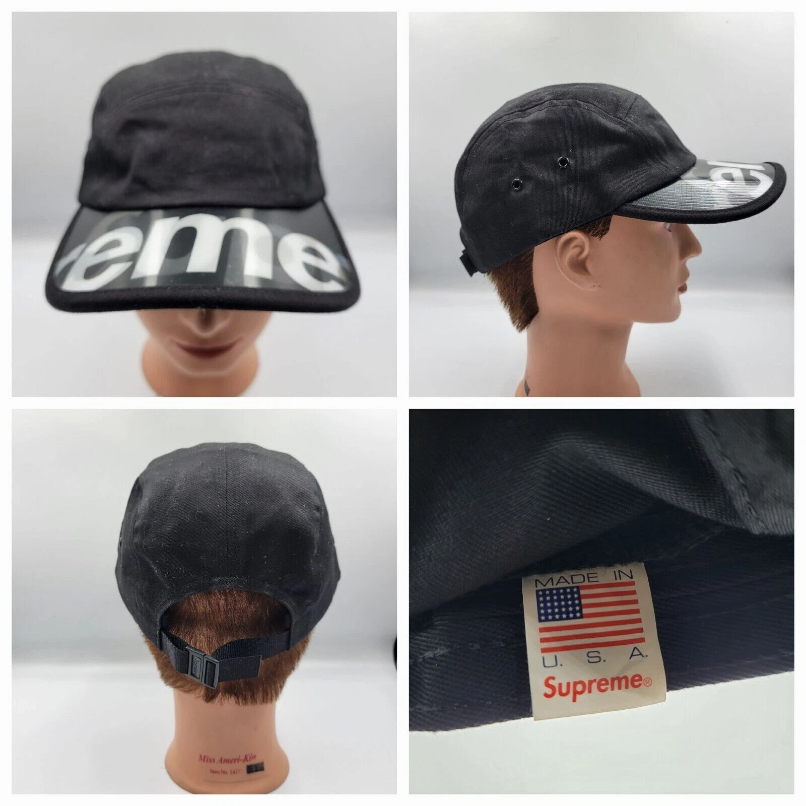 Casquette de camp visière hologramme lenticulaire Supreme SS20 5 panneaux boîte noire logo bogo