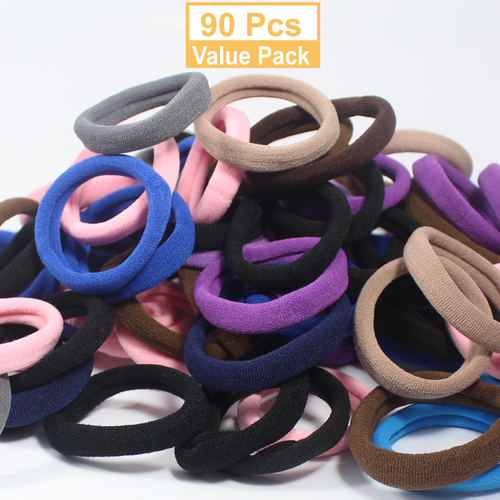 90 Seamless Metal Free Elastic Bands Hair Ties Ponytails Scrunchies for Thick Ha - Picture 2 of 6