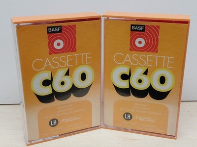 2x BASF LH C 60 *UNBESCHRIFTET* 70er Jahre Type 1 Kassette Cassette IEC I