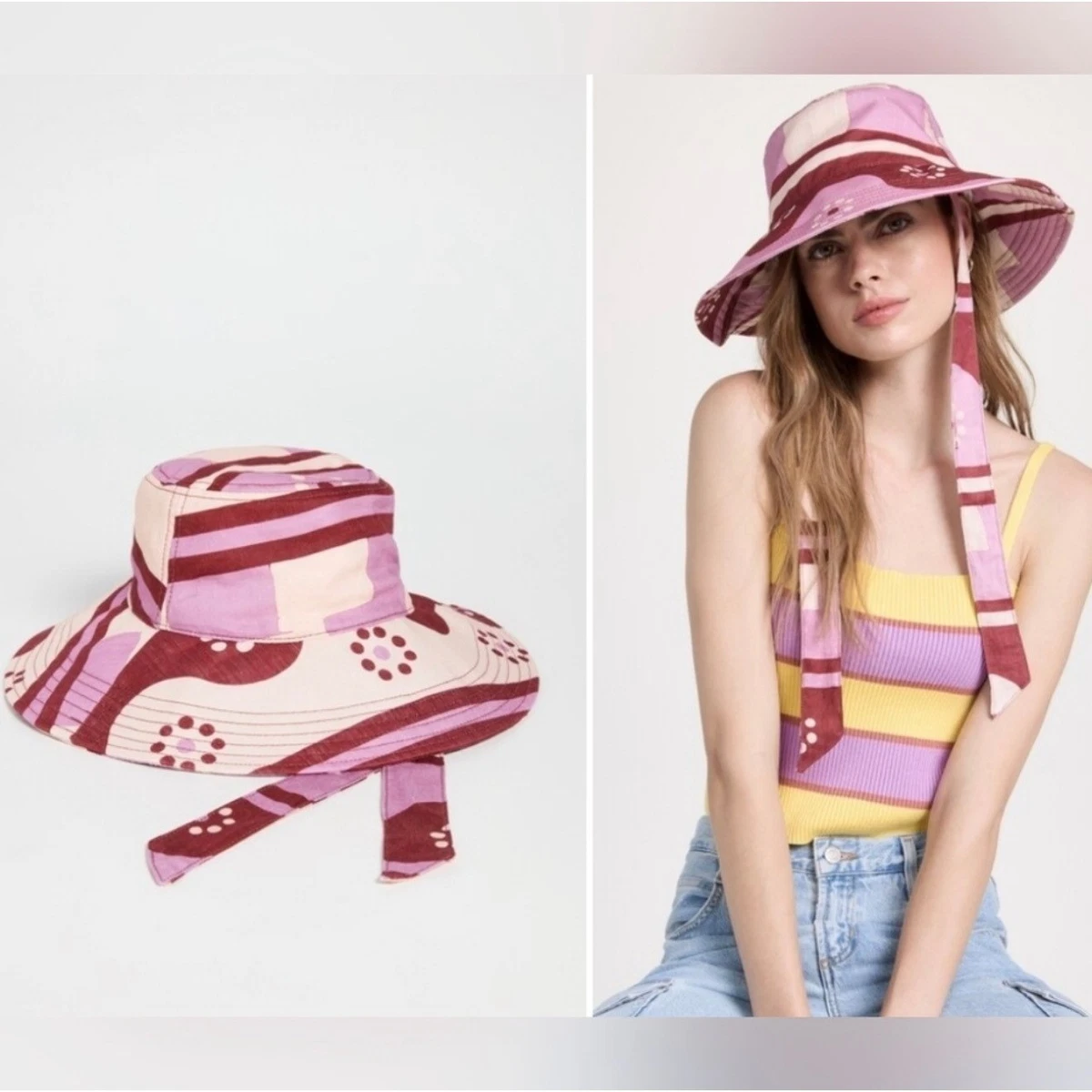 MADEWELL Lantern Bucket Hat Geodaisy Batik Print Pink Tie Floral Packable Travel Oahu Bucket Hat - Floral - Blackskies | Premium Headwear  main image 3