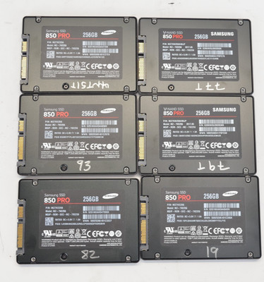 Lot of 6 Samsung 850 PRO 256GB 2.5'' SSD Solid State Drive - MZ-7KE256 TESTED