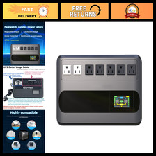 1000VA 500W Offline UPS Battery Backup Surge Protector LCD Display 7 Outlets USB