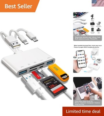 5-in-1 Memory Card Reader, USB OTG Adapter & SD Card Reader for i-Phone/i-Pad...