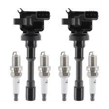 2 Ignition Coil + 4 Spark Plug for Mitsubishi Mirage Lancer Space Star 1.3L 1.6L