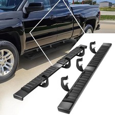 Pair 6.3" Black Powder Coated Flat Side Step Bars Running Boards