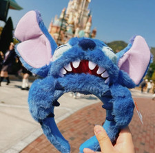 Authentic 2026 Hongkong Disney Blue Stitch Ear Headband Disneyland New