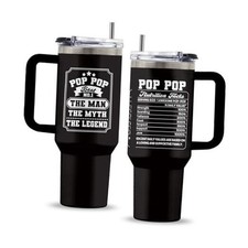 Grandpa Gift, 40 Oz Pop Pop Tumbler with Handle  Straw, Good Pop Pop Laser