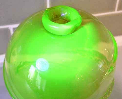 Vintage Blenko Glass Vase Thick Swirled Art Glass Uranium Vaseline Glass