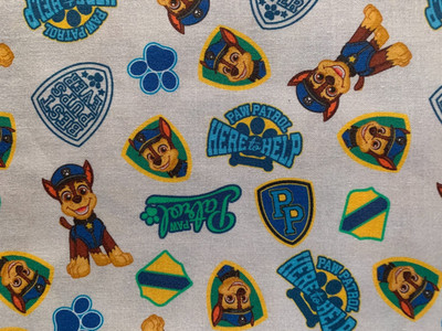 Paw Patrol Scrap 9''x 21 , Cotton Fabric, Fat Eighth,  Chase Cartoon dog