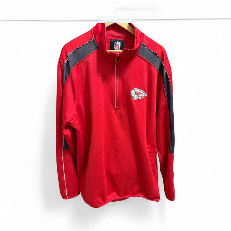 NFL Kansas City Chiefs Pullover Chaqueta XXL Cuarto Cremallera Fútbol Rojo Foto 2 de 4