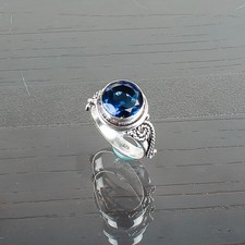 London Blue Topaz Gemstone 925 Sterling Silver Handmade Jewelry Ring For Wedding