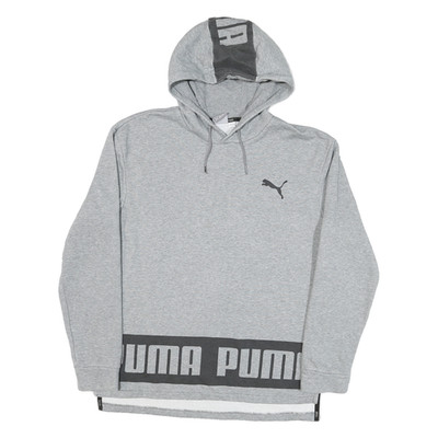 PUMA Herren Hoodie Pullover aus Baumwollmischung Grau M Logo Print