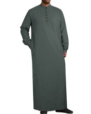 Muslim Saudi Arabic Thobe for Men Casual Kaftan Thobe Dark Gray 2XL