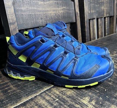 Solomon XA Pro 3-D Mountain Trail Shoes Blue Lime Black Size 10.5   145464
