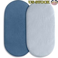 Muslin Cotton Bassinet Sheets 2 Pack Soft Breathable Baby Mattress Protector New