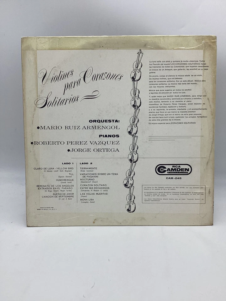 ORQ. MARIO RUIZ ARMENGOL violines para corazones solitarios (RCA LP MEXICO) EX+ - Image 3 of 4