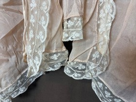 Antique Vintage 1920s Valenciennes Lace Blush Peach Silk Chiffon Boudoir Jacket