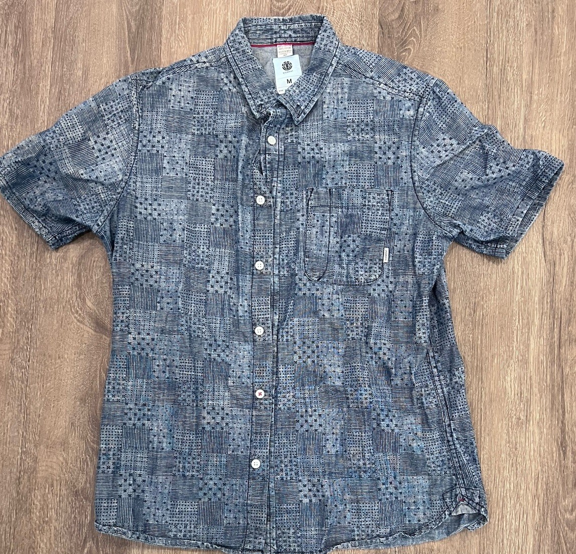 Element Blue Checkered Button Down Short Sleeve S… - image 1