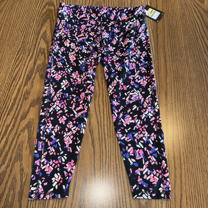 NWT Fitted Motion Printed Ankle Crop Youth Large Girls Navy Pink Purple