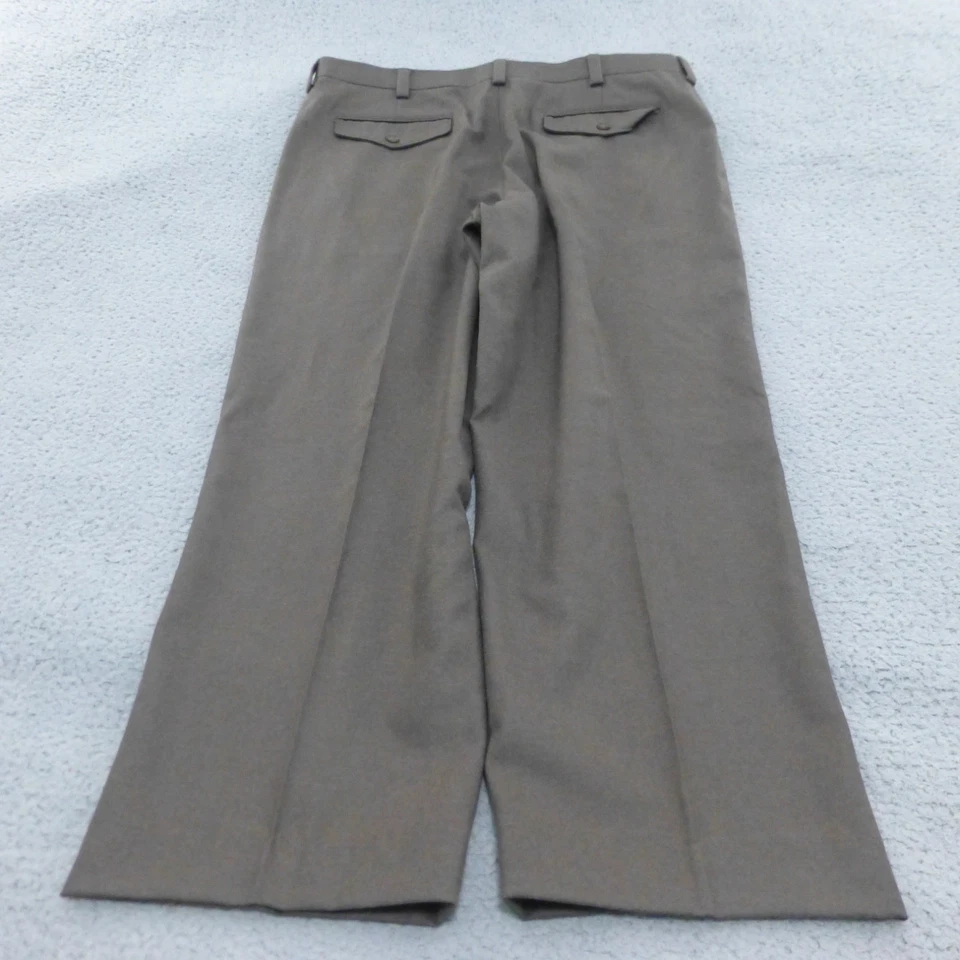 Pantalones de Colección LL Bean para Hombres 38 Pantalones de Lana Verde Frontal Plano Bolsillos con Solapa Foto 2 de 4
