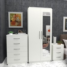 2 door wardrobe set, Ready to Use, Wardrobe, Chest Drawer, Bedside