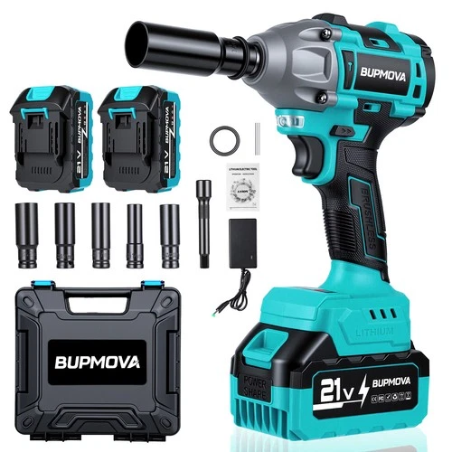 21V Cordless Impact Wrench Kit with 2 Batteries & Charger Brushless Motor