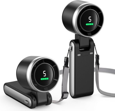 EasyAcc Tragbarer Hand Turbo Ventilator 5 Geschwindigkeiten USB-C Wiederaufladbar 4000mAh Schwarz