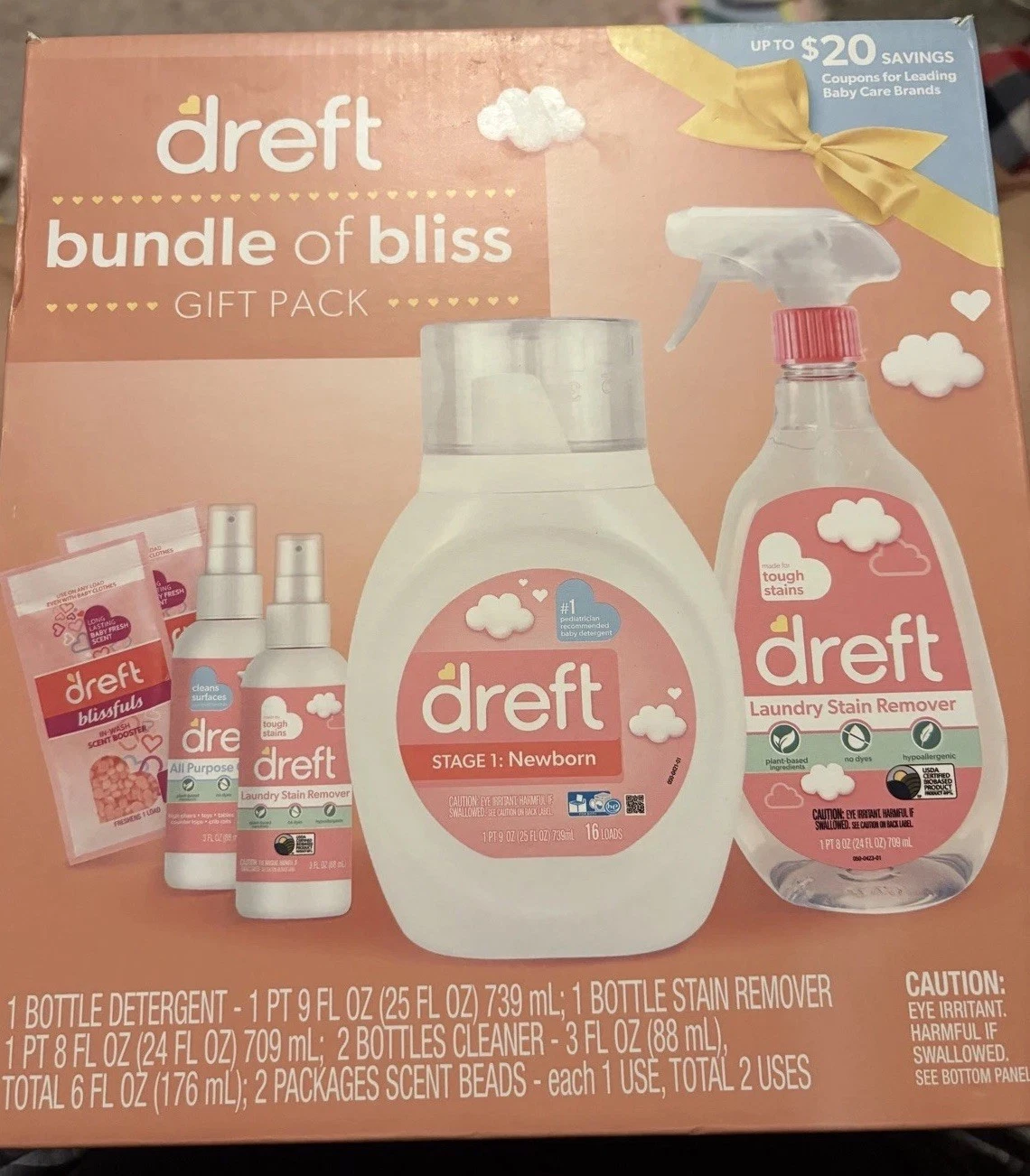 Dreft Bundle of Bliss Gift Set with Baby Laundry Detergent & Stain Remover, 6Pc
Opens in a new windo