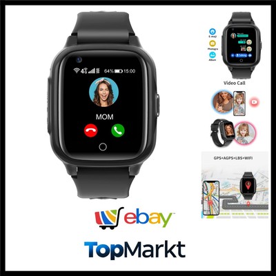 Kinder Smartwatch mit GPS und Telefon Uhr 4G WiFi Videoanruf SOS Kamera  Nach...