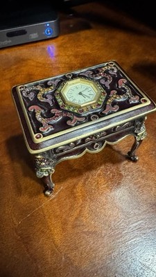 Jay Strongwater Alessandro Tuileries Table Top Trinket Box / Clock