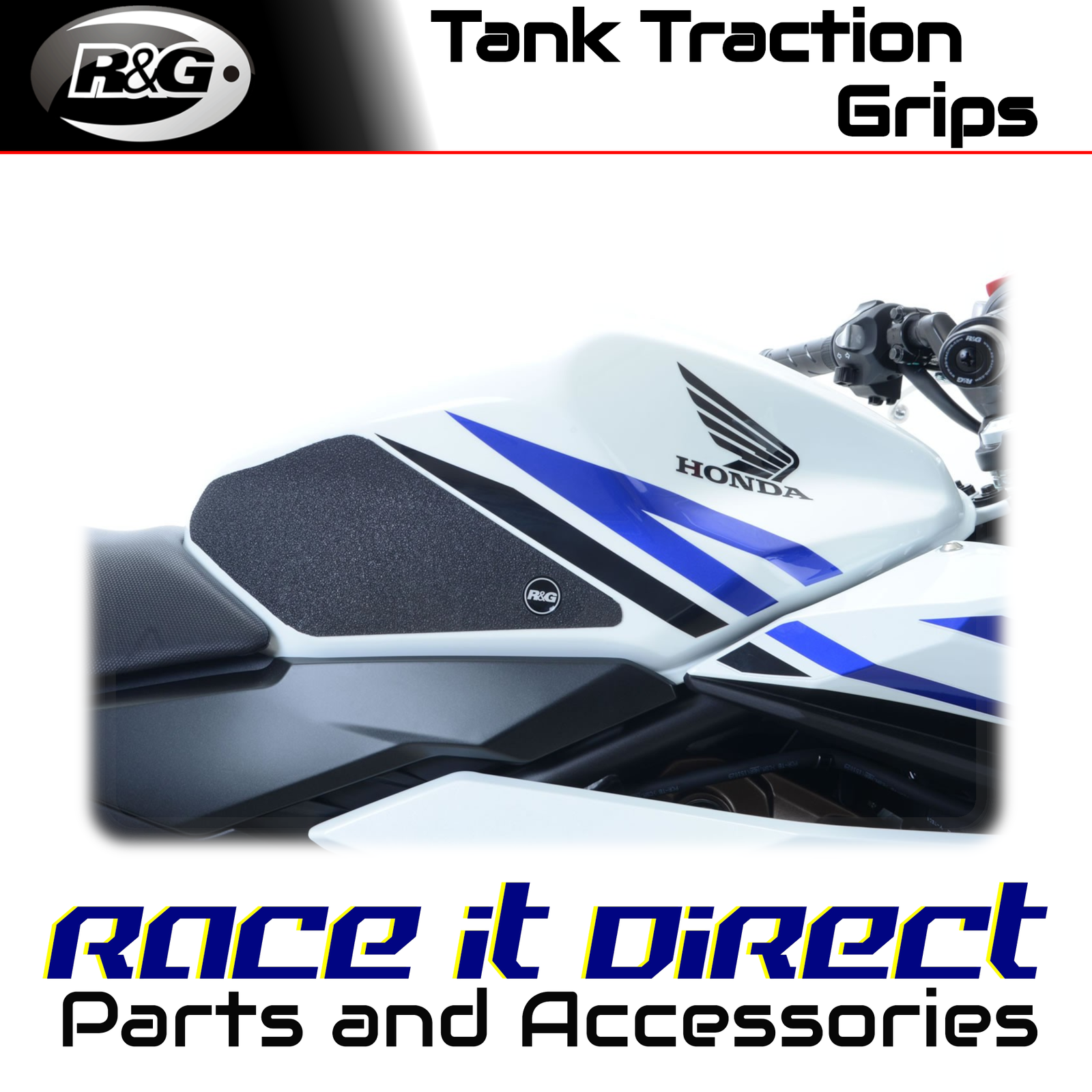 Tank Traction Grips for Honda CBR500R 2016-2026 Clear R&G