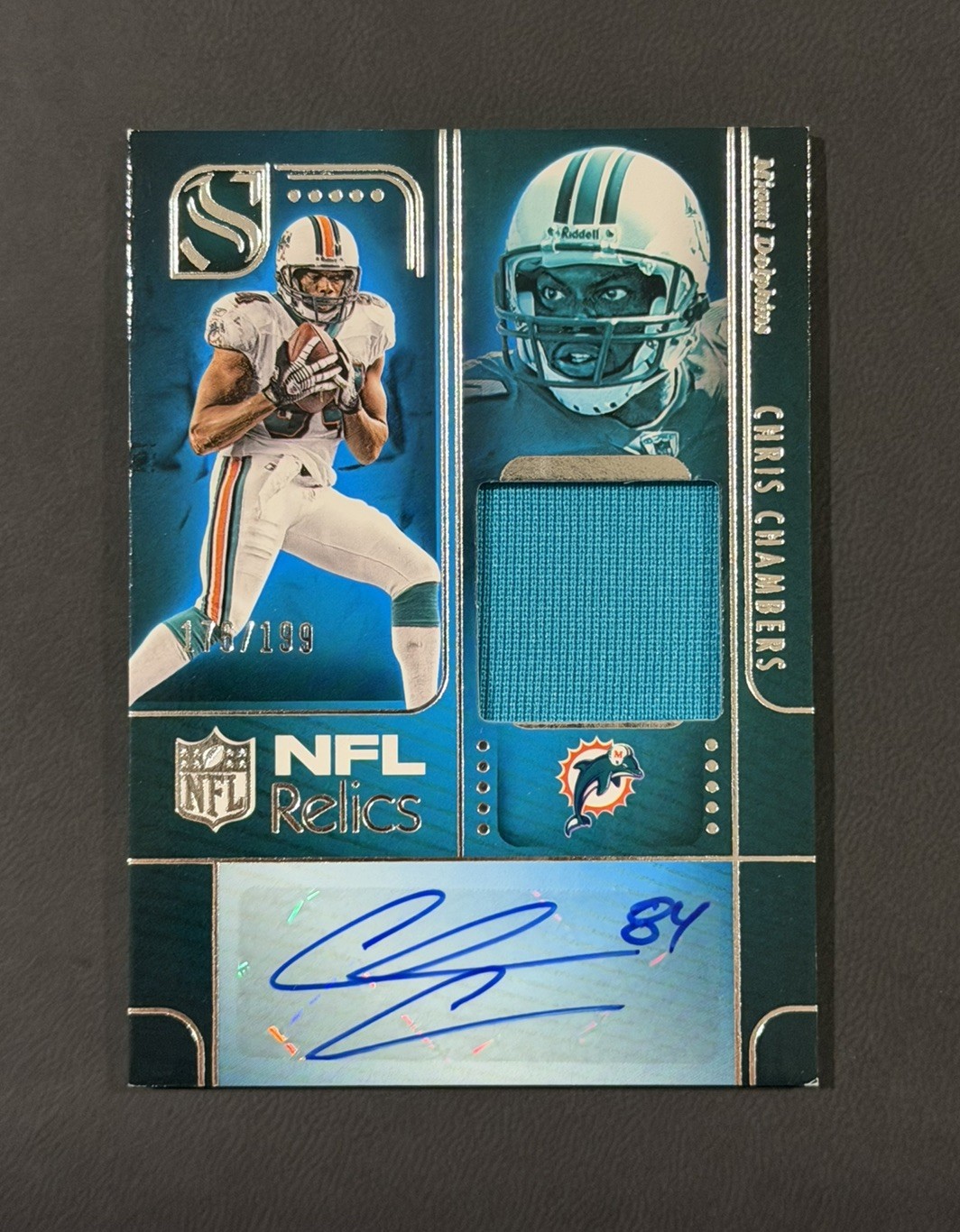 2025 Panini Silhouette- Chris Chambers NFL Relics Patch Auto-  #/199- Dolphins 