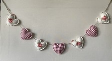 Heart Garland Bunting in Laura Ashley Bibi Scarlet Floral & Red Gingham ~ 1m
