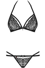 Reggiseno e perizoma nero 8 - 10 S/M lingerie in pizzo trasparente confezione regalo San Valentino