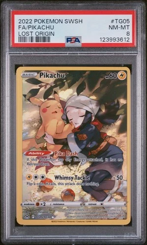 Pikachu TG05/TG30 Swsh11: Lost Origin Trainer Gallery Holo PSA 8
