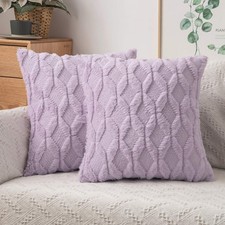 Light Purple Throw Pillow Covers 18x18 Set of 2 Spring Decorative Farmhouse C...