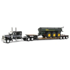 First Gear DCP 1/64 Black Peterbilt 379 w Fontaine Lowboy & Husky Manure 60-1588
