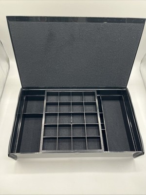 SKS Silver Safe Keeper Black Plastic Organizer Sliding Tray Jewelry Box