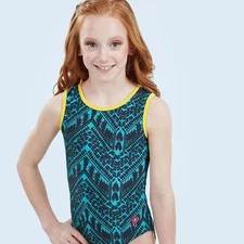 Plum Practicewear Gymnastics Leotard Emerald Ethnic Print Size AXS