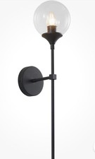 Black Wall Mounted Light Lamp Sconce Round Clear Glass Globe Minimalist Lighting