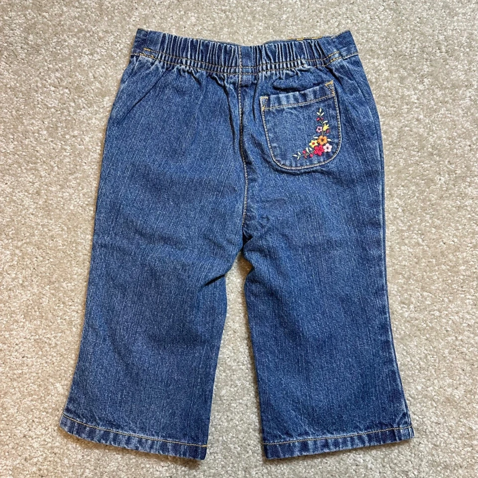 Pantalones de mezclilla Gymboree de colección bordados florales informales apliques de flores azules Foto 4 de 4
