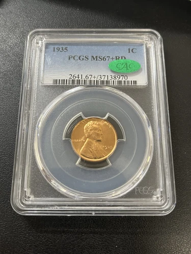 1935 Lincoln Wheat Cent PCGS MS67+RD CAC - UNCIRCULATED - RED - CERTIFIED - 1C