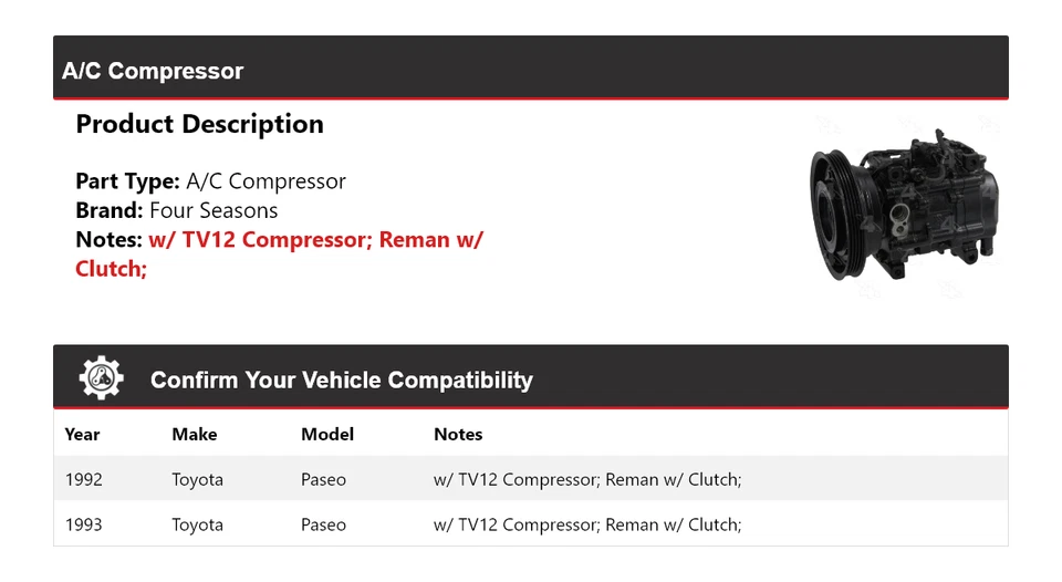 Compressor AC Toyota Paseo 1992-1993 4 estações - Imagem 2 de 4