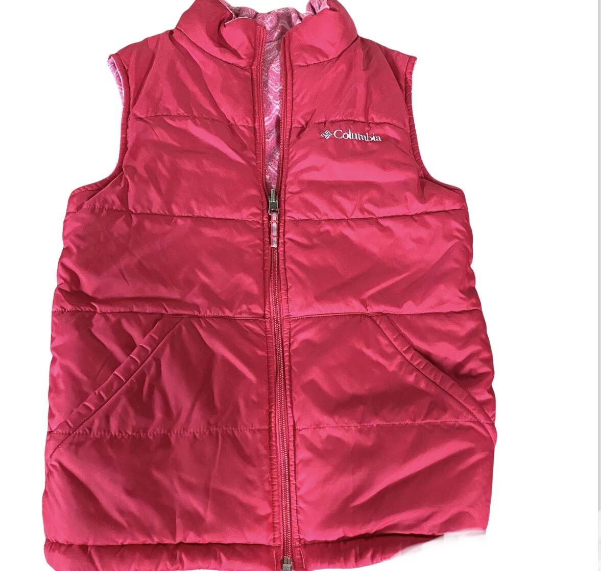 hot pink reversible fleece puffer vest 