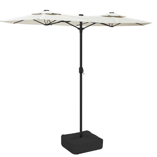 NNEVL Double-Head Parasol with LEDs Sand White 316x240 cm - Picture 2 of 10