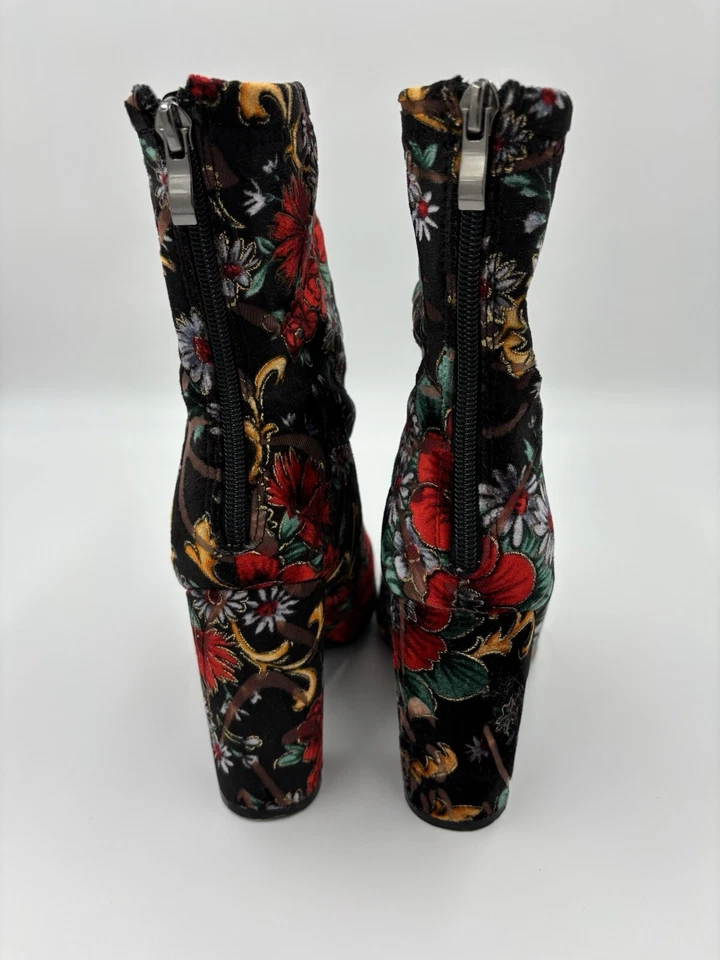 Public Desire Floral Ankle Boots Women’s Size 6 Black Red Green Gold - Image 2 of 4