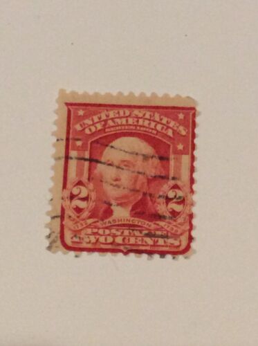 US George Washington 2 Cent Carmine Red Stamp 1902-1903 - 12 Perforated  - Picture 1 of 2