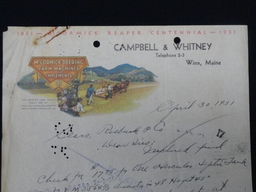 McCormick Deering Centennial Multi-Color Letterhead 1931 IHC Farmall NICE 'MD1' - Picture 6 of 8